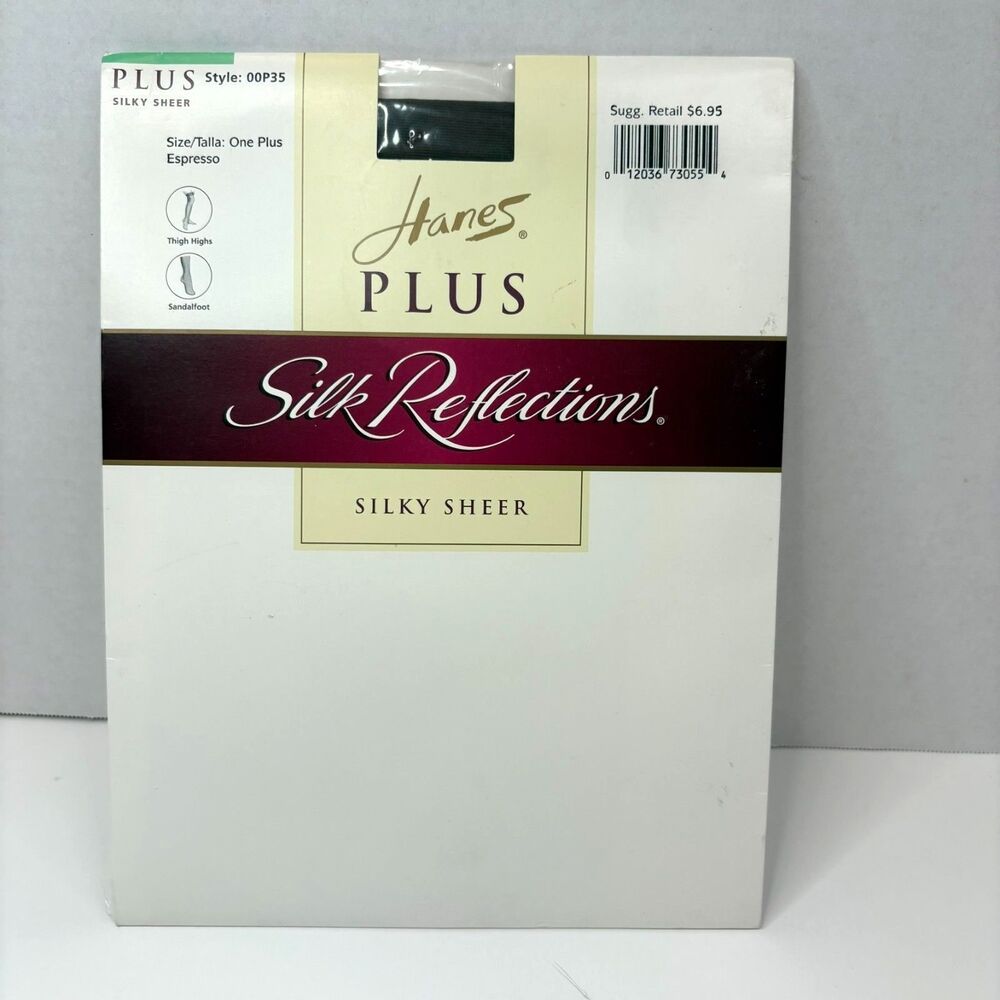 Hanes Plus Silk Reflections Thigh High Stockings One Plus Espresso 00P35 NIP VTG